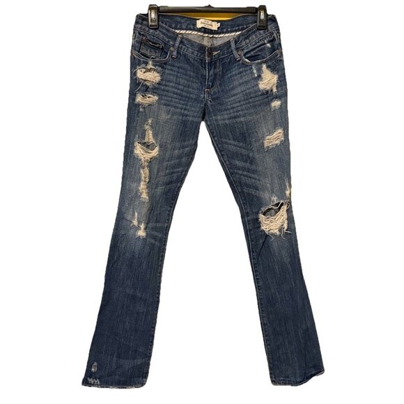 Abercrombie Jeans Women’s SZ 33/16R Denim Pants Distressed Grunge Streetwear - Picture 1 of 7